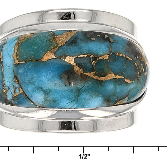 Kingman Turquoise & White Topaz Sterling Silver Forever Ring Turquoise Kingman Sterling Silver Ring